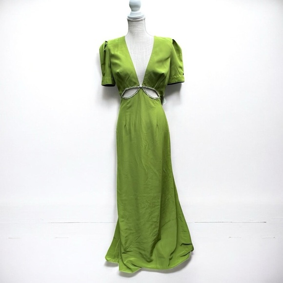 🌻NEW w.Tags MAC DUGGAL Apple Plunge Neck Puff Sleeve Cut Out Gown Size 10 $458 - Picture 3 of 13